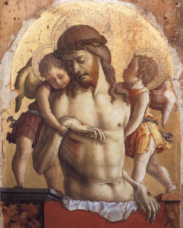 Carlo Crivelli The Dead Christ Supported by two angels Sweden oil painting art